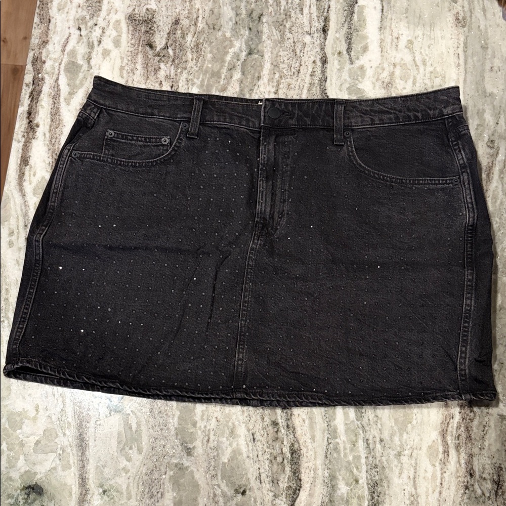 Black Embellished Denim Mini Skirt Size 17